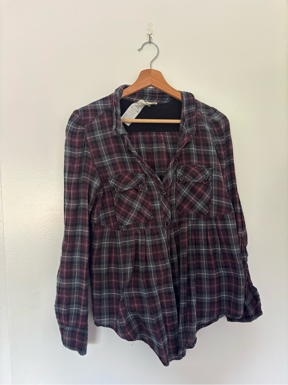 Isabel Marant Plaid Button-Down Shirt in Burgundy and Gray